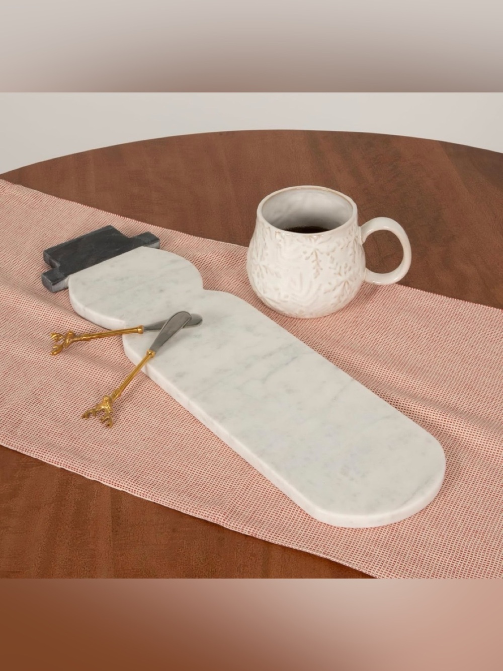 Marble Snowman Shaped Cheese/Cutting Board, White & Black